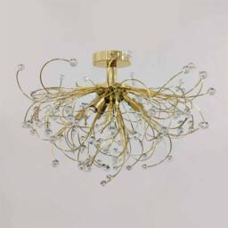 First Choice Lighting Set of 2 Burst - Polished Brass with Beaded Jewels Ceiling Lights in Gold - thumbnail 5