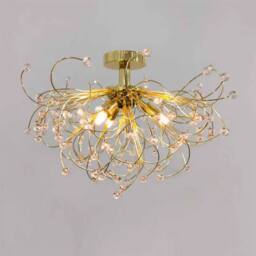First Choice Lighting Set of 2 Burst - Polished Brass with Beaded Jewels Ceiling Lights in Gold - thumbnail 3