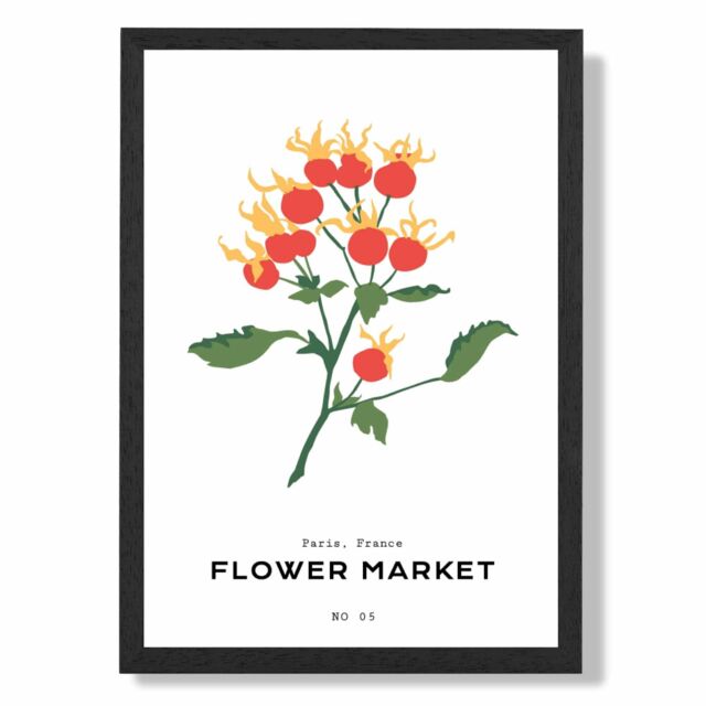ARTZE Orange Rosehip Plant Flower Market Simplicity Framed Print SIZE: A4 with Black Frame - image 1