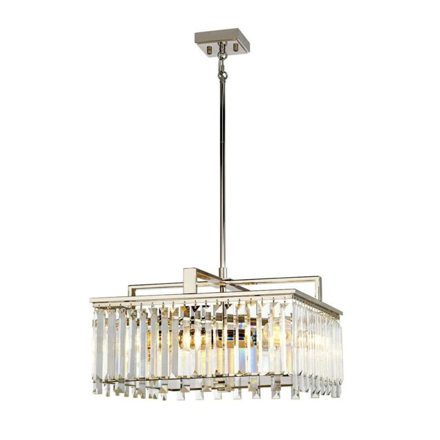 Loops 4 Bulb Chandelier LIght Cut Glass Crystals Highly Polished Nickel LED E27 60W in Metallics - image 1