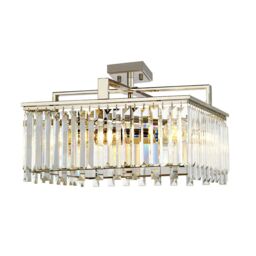 Loops 4 Bulb Chandelier LIght Cut Glass Crystals Highly Polished Nickel LED E27 60W in Metallics - thumbnail 3
