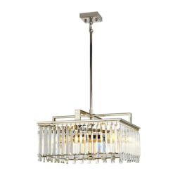 Loops 4 Bulb Chandelier LIght Cut Glass Crystals Highly Polished Nickel LED E27 60W in Metallics