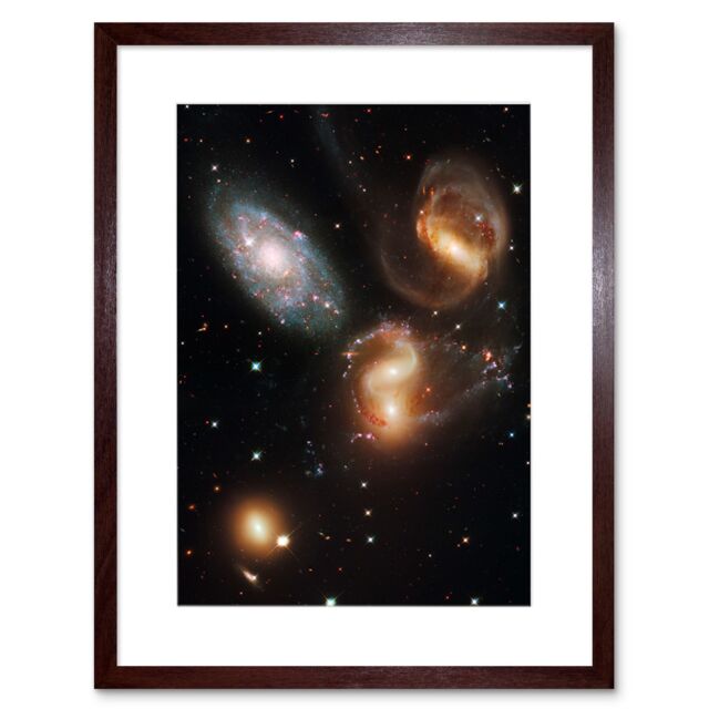 Artery8 Wall Art Print Hubble Space Astronomy Galactic Wreckage In Stephan's Quintet Clash Of Galaxies Stellar Observations In The Hickson Compact - image 1