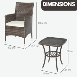 Rafaelo Mobilia Set of 3 Rattan Garden Conversation Furniture Set in Brown - thumbnail 6