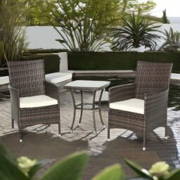 Rafaelo Mobilia Set of 3 Rattan Garden Conversation Furniture Set in Brown - thumbnail 2