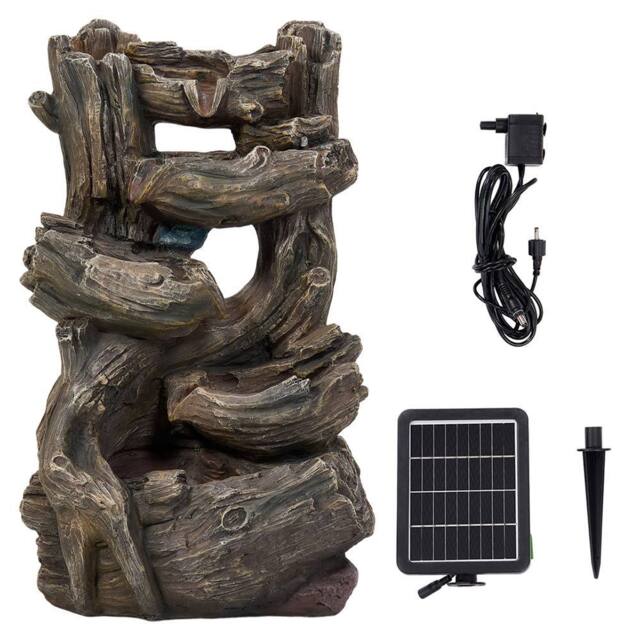 Living and Home Solar-Powered Garden Fountain for Outdoor Water Displays in Grey