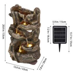 Living and Home Solar-Powered Garden Fountain for Outdoor Water Displays in Grey - thumbnail 9