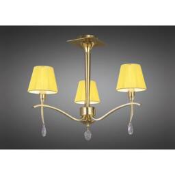 Netlighting Siena Semi Flush Round Brass 3 Light E14 Amber Cream Shades in Yellow - thumbnail 2
