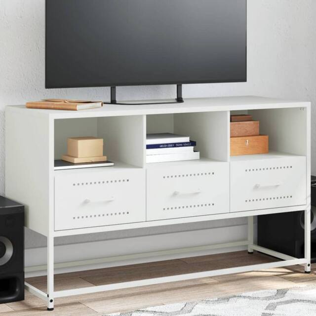 Berkfield Home TV Cabinet White 100.5x39x60.5 cm Steel - image 1
