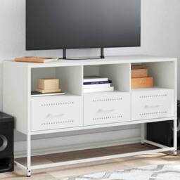 Berkfield Home TV Cabinet White 100.5x39x60.5 cm Steel - thumbnail 1