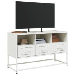 Berkfield Home TV Cabinet White 100.5x39x60.5 cm Steel - thumbnail 4