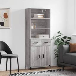 Berkfield Home Highboard Grey Sonoma 69.5x34x180 cm Engineered Wood - thumbnail 2