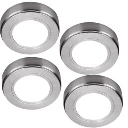 Loops 4x CHROME Round Surface or Flush Under Cabinet Kitchen Light Kit - 240V Mains Powered - Natural White LED - thumbnail 4