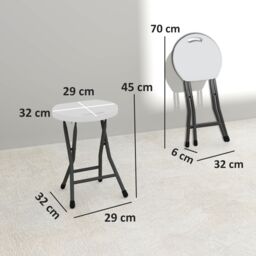 OUTSUNNY Folding Stool Set of 4, Decorative Garden Stool Set, White - thumbnail 3