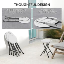 OUTSUNNY Folding Stool Set of 4, Decorative Garden Stool Set, White - thumbnail 6