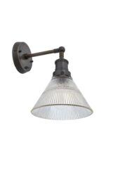 Industville Brooklyn Glass Funnel Wall Light, 7 Inch, Pewter Holder in Dark Grey - thumbnail 3