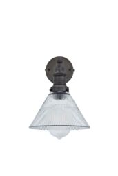 Industville Brooklyn Glass Funnel Wall Light, 7 Inch, Pewter Holder in Dark Grey - thumbnail 2