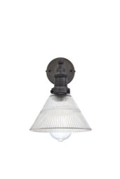 Industville Brooklyn Glass Funnel Wall Light, 7 Inch, Pewter Holder in Dark Grey