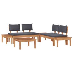 Berkfield Home Garden Bench Set 3 pcs Brown Dark gray Medium Small - thumbnail 2