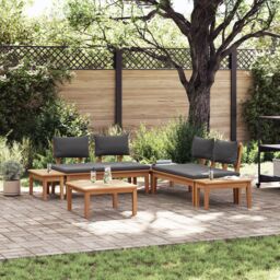 Berkfield Home Garden Bench Set 3 pcs Brown Dark gray Medium Small