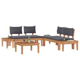 Berkfield Home Garden Bench Set 3 pcs Brown Dark gray Medium Small - thumbnail 3
