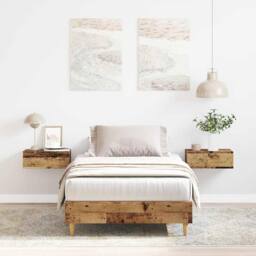 Berkfield Home Durable Bed Frame No Mattress Old Wood 90x200 cm Engineered Wood in Brown - thumbnail 2