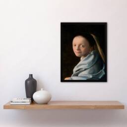 Artery8 Johannes Vermeer Framed Wall Art Print Study of a Young Woman in Black - Size: A4 - thumbnail 2