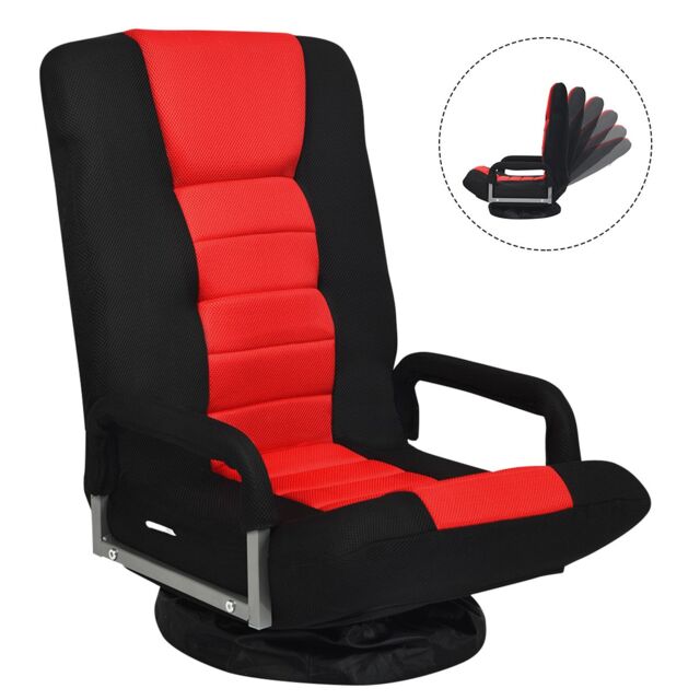 Costway Folding Floor Gaming Chair Adjustable 6-Position Floor Lazy Chair in Red - image 1