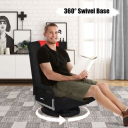 Costway Folding Floor Gaming Chair Adjustable 6-Position Floor Lazy Chair in Red - thumbnail 5