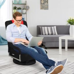 Costway Folding Floor Gaming Chair Adjustable 6-Position Floor Lazy Chair in Red - thumbnail 3