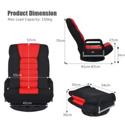 Costway Folding Floor Gaming Chair Adjustable 6-Position Floor Lazy Chair in Red - thumbnail 2