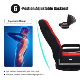 Costway Folding Floor Gaming Chair Adjustable 6-Position Floor Lazy Chair in Red - thumbnail 7
