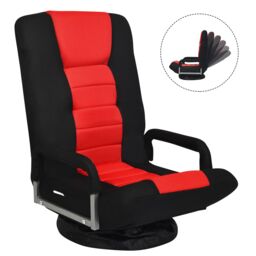 Costway Folding Floor Gaming Chair Adjustable 6-Position Floor Lazy Chair in Red