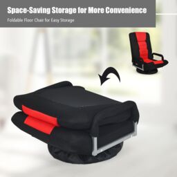 Costway Folding Floor Gaming Chair Adjustable 6-Position Floor Lazy Chair in Red - thumbnail 8