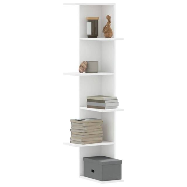 Berkfield Home Wall Corner Shelf White 36.5x36.5x140 cm Engineered Wood - image 1