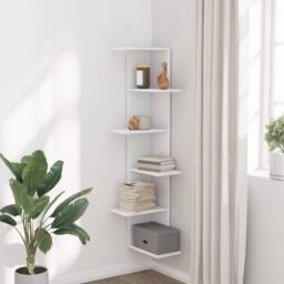 Berkfield Home Wall Corner Shelf White 36.5x36.5x140 cm Engineered Wood - thumbnail 3
