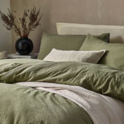 Yard Malton Stripe 100% Cotton Duvet Cover Set in Dark Green - Size: Double - thumbnail 2