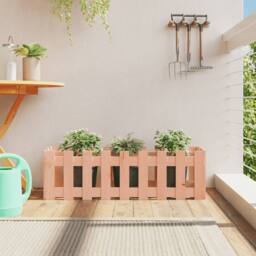 Berkfield Home Garden Raised Bed with Fence Design 100x30x30 cm Solid Wood Douglas in Brown - Size: 100 x 30 x 30 cm - thumbnail 2