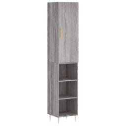 Berkfield Home Highboard Grey Sonoma 34.5x34x180 cm Engineered Wood - thumbnail 1