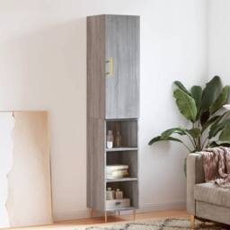 Berkfield Home Highboard Grey Sonoma 34.5x34x180 cm Engineered Wood - thumbnail 2
