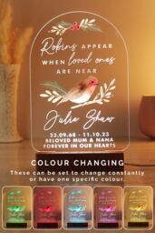 Personalised Memento Company Personalised Robins Appear Wooden Based LED Light in Light Brown - thumbnail 4