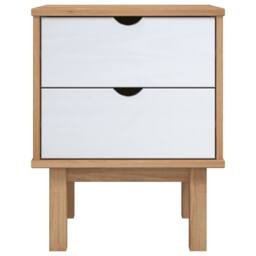 Berkfield Home Bedside Cabinet OTTA Brown&White 46x39.5x57cm Solid Wood Pine in White - Size: 46x39.5x57 cm - thumbnail 3