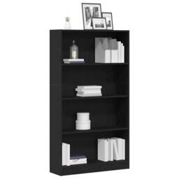 Berkfield Home 4-Tier Bookcase Black Oak 80x24x143 cm Engineered Wood - Size: 80 x 24 x 143 cm - thumbnail 4