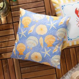 Furn Sea Shells Printed Outdoor Cushion Cover in Light Blue - thumbnail 1