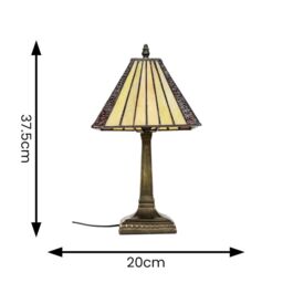 ValueLights Tiffany Traditional Stained Glass Lamp Shade Antique Brass Table Lamp in Amber - thumbnail 8