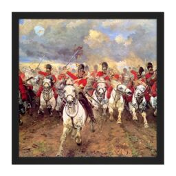 "Artery8 Wall Art Print Thompson Scotland Forever Battle Waterloo Painting Square Framed Picture 16X16 Inch in Black - Size: W16"" x H16""" - thumbnail 1