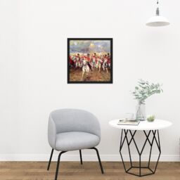 "Artery8 Wall Art Print Thompson Scotland Forever Battle Waterloo Painting Square Framed Picture 16X16 Inch in Black - Size: W16"" x H16""" - thumbnail 2