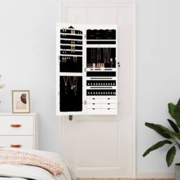 Berkfield Home Mirror Jewellery Cabinet Wall Mounted White 37.5x10x106 cm