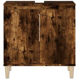 Berkfield Home Sink Cabinet Smoked Oak 58x33x60 cm Engineered Wood in Brown - Size: 58 x 33 x 60 cm - thumbnail 6