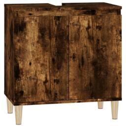 Berkfield Home Sink Cabinet Smoked Oak 58x33x60 cm Engineered Wood in Brown - Size: 58 x 33 x 60 cm - thumbnail 2